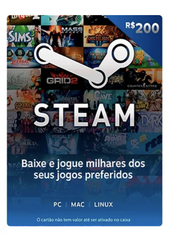 Cartão R$200 Steam